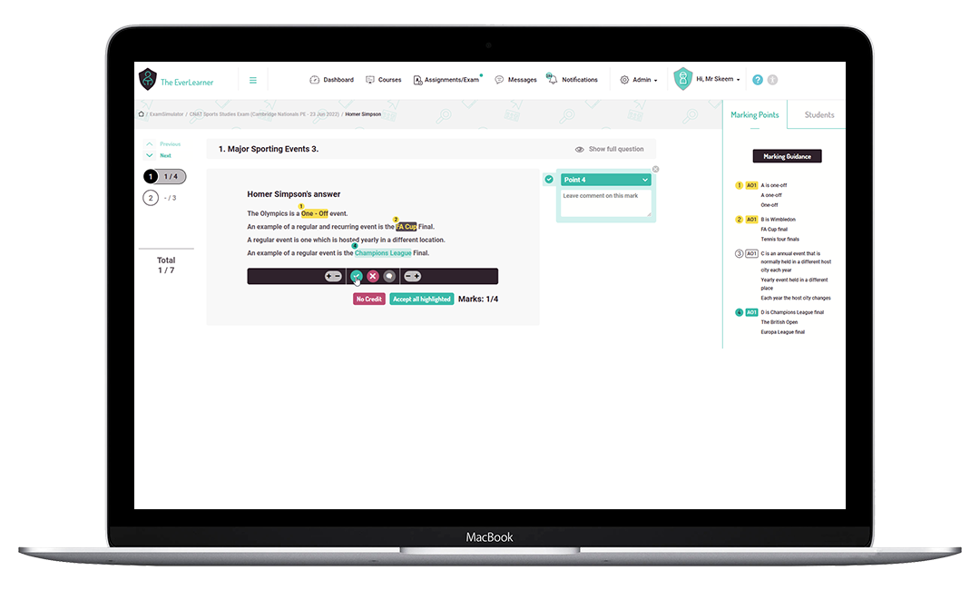 The EverLearner - auto-marking screenshot