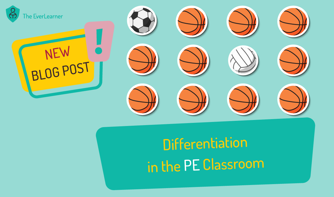 image of some balls with two different styles for a post about differentation in the pe classroom